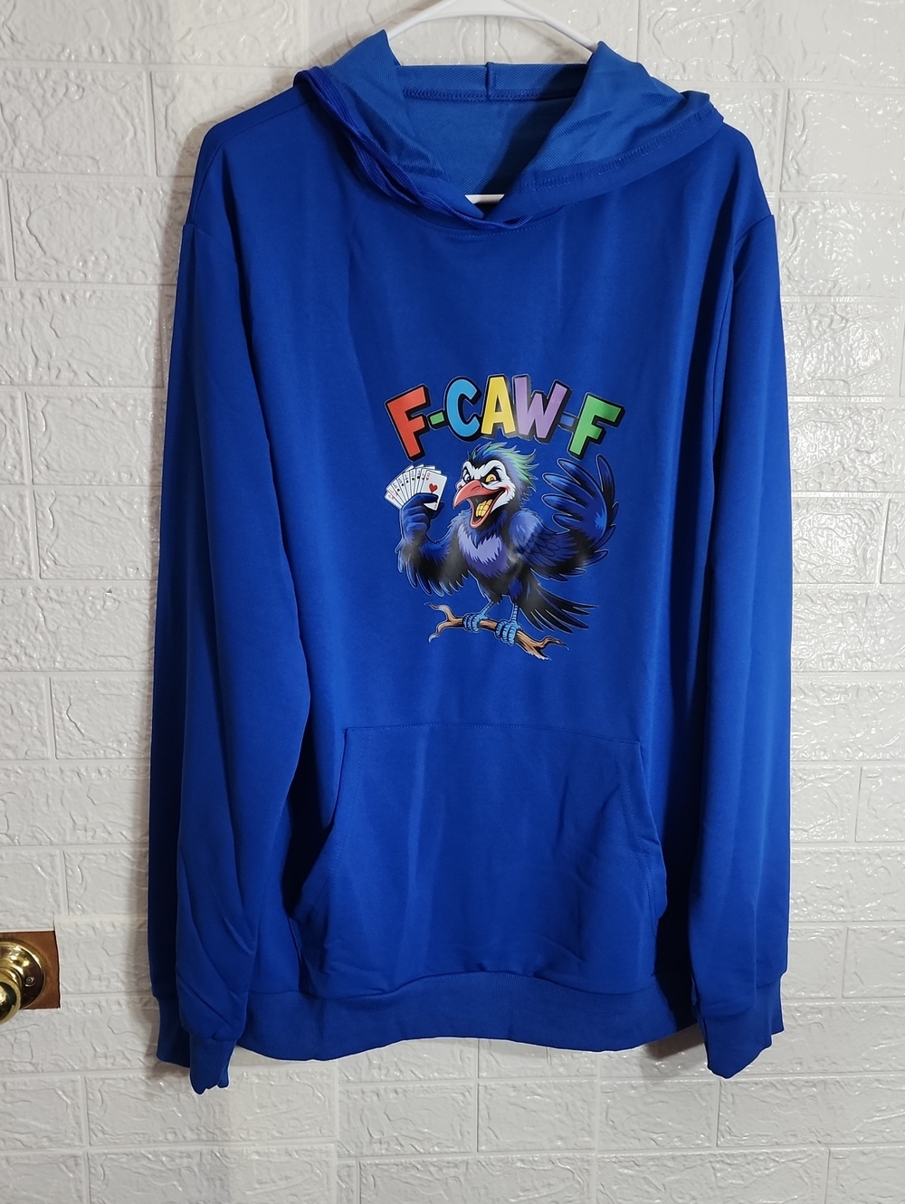 Fun Bright Blue Graphic Hoodie with Cartoon Bird